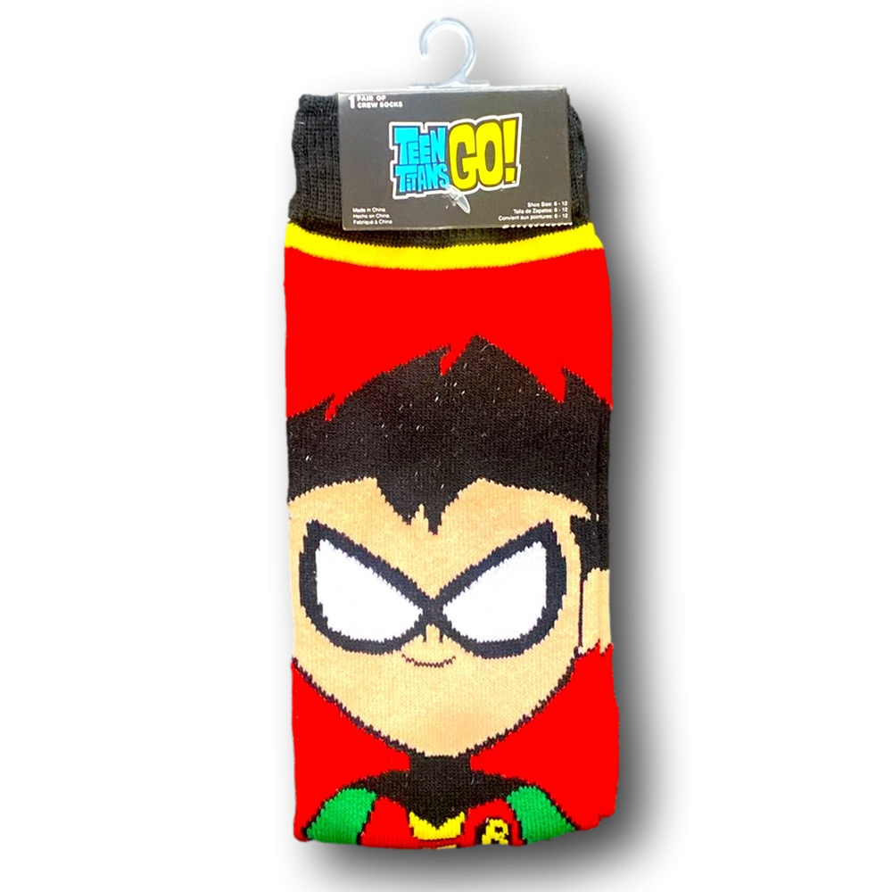 3/$20 Robin Teen Titans Go! Funny Novelty Crew Socks - NWT